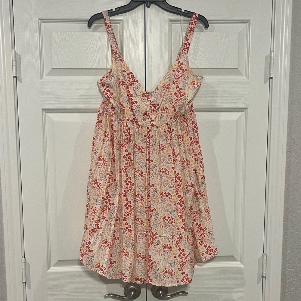 Floral Red and Cream Women's Dress